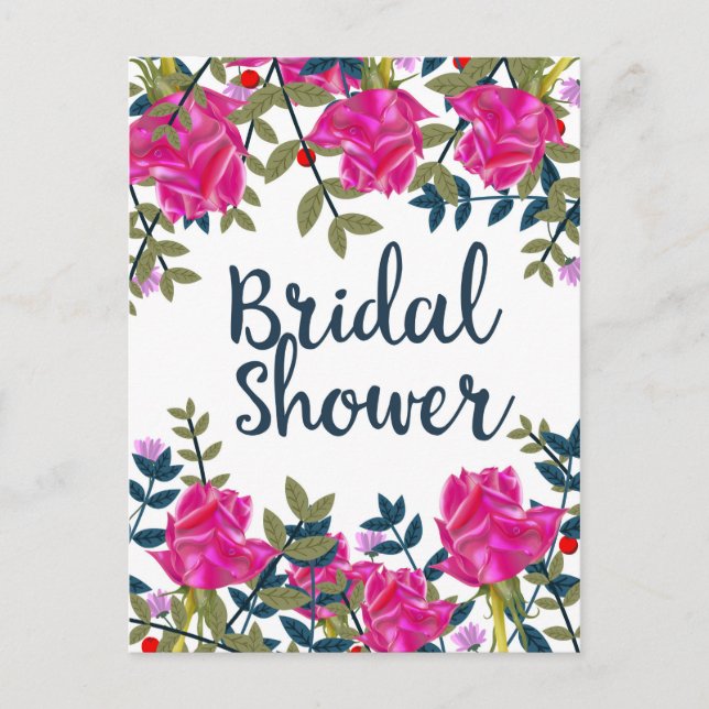 Postal Ducha de Novia Rosas Vintage (Anverso)