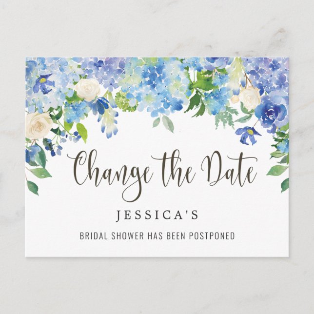 Postal Ducha nupcial cambia la fecha de las hidrangeas az (Anverso)