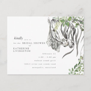 Postal Ducha Nupcial Neutral Rústica con Caballos Acarici