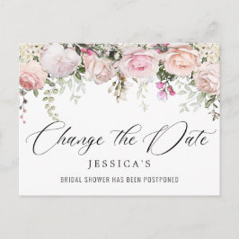 Postal Ducha nupcial pospuesta con elegantes Rosas de Rub