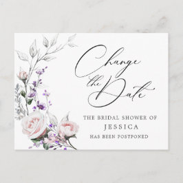 Postal Ducha nupcial pospuesta con elegantes Rosas de Rub
