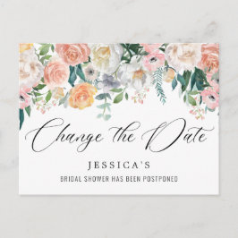 Postal Ducha nupcial pospuesta con elegantes Rosas de Rub