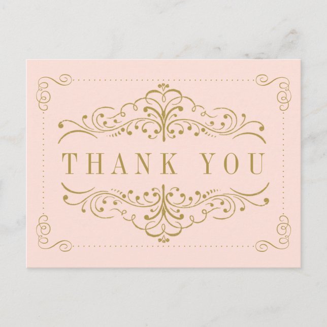 Postal Ducha nupcial Rubor Pink & Gold Ornate (Anverso)