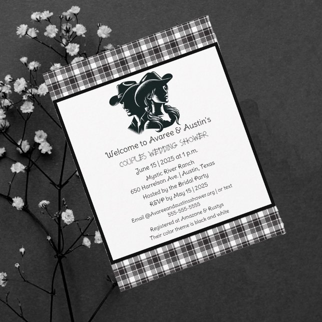 Postal Ducha temática occidental blanca y negra (Subido por el creador)