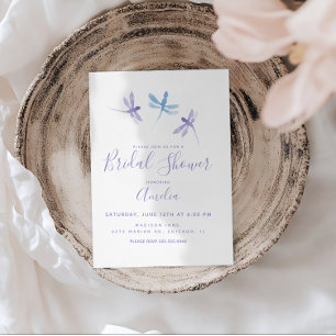 Postal Duchas de Novia con Libélulas Pintadas a Mano Mora