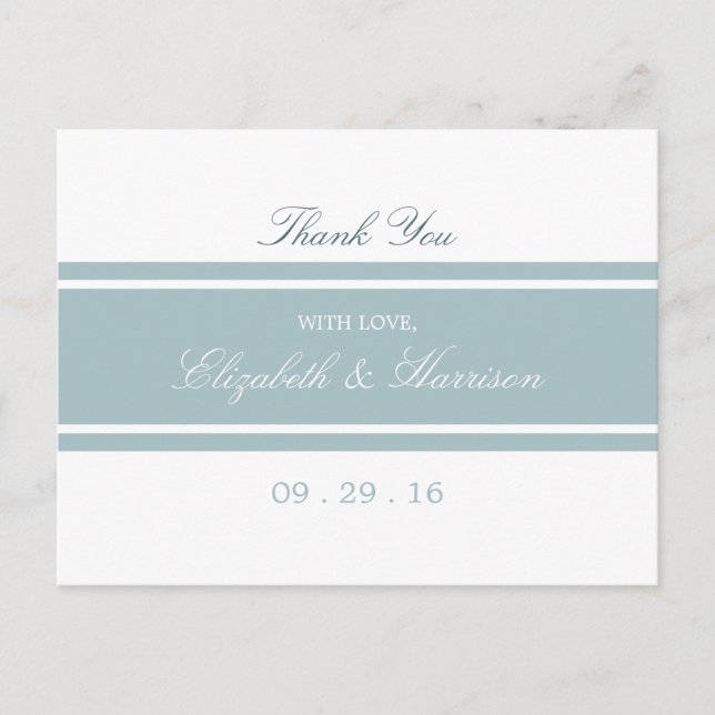 Postal Duck Egg Blue Modern Boda Gracias (Anverso)