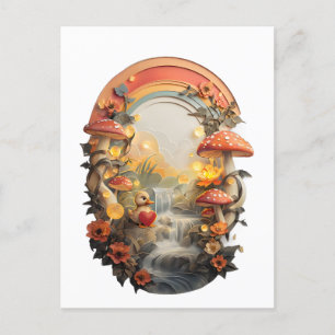 Postal Duckling en papel con corazón y arcoiris