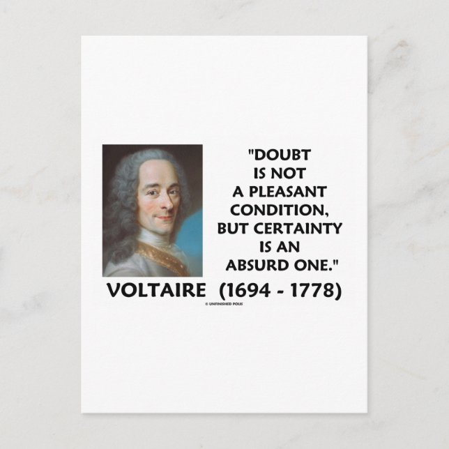 Postal Dudas No Condición Agradable Certidad Voltaire (Anverso)