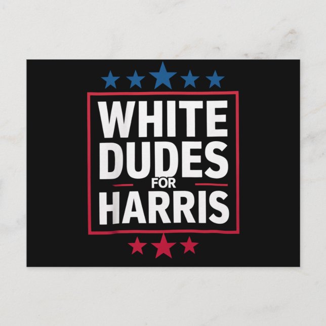 Postal Dudes Blancas Para Kamala Harris Por La Presidenci (Anverso)