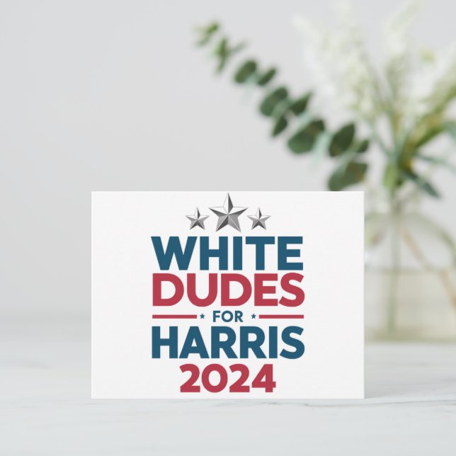Postal Dudes Blancas Para Las Elecciones Harris-2024 (Anverso de pie)