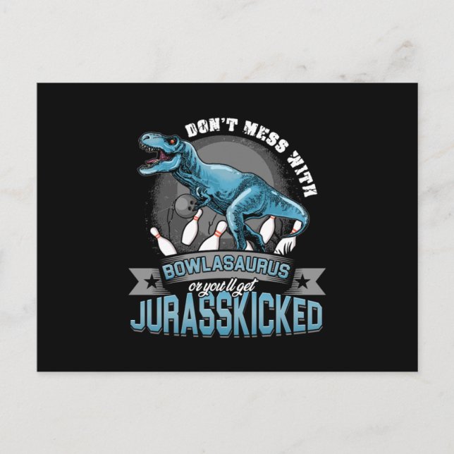 Postal Duelo Bowlasaurus Dinosaur Bowling Bowler Strift (Anverso)