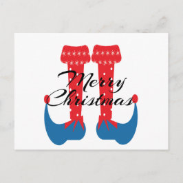 Postal Duende de fiesta de Navidad pies caprichoso