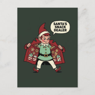 Postal Duende de Navidad Comerciante de Aperitivos de San