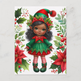 Postal Duende de Navidad de Piel Oscura Fiesta