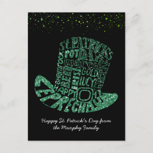 Postal Duende de Purpurina Trébol   Día de San Patricio