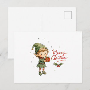 Postal Duende Navideño Adorable con Caja de Regalo