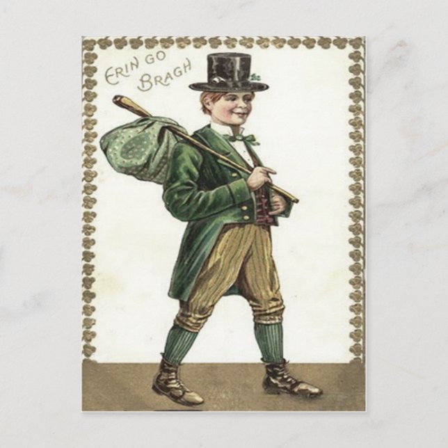 Postal Duende Trébol Hobo Fardo (Anverso)