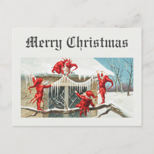 Postal Duendes de Navidad vintage de Santa