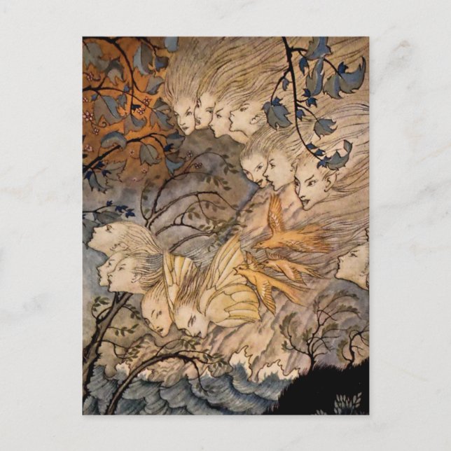 Postal “Duendes del Viento” de Arthur Rackham (Anverso)