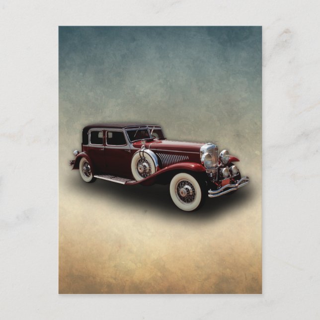 Postal Duesenberg (Duesy) Modelo J Auto clásico (Anverso)