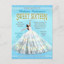 Postal Dulce 16 Nacimiento Vestido Royal Blue Gold