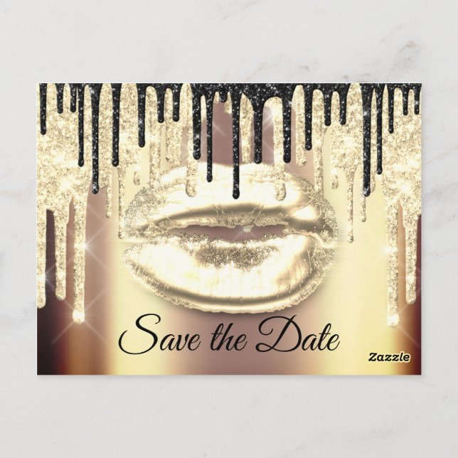 Postal Dulce 16 Novias Quinceanera Drips Purpurina Gold (Reverso)