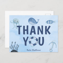 Postal Dulce agradecimiento de baby shower costero con an