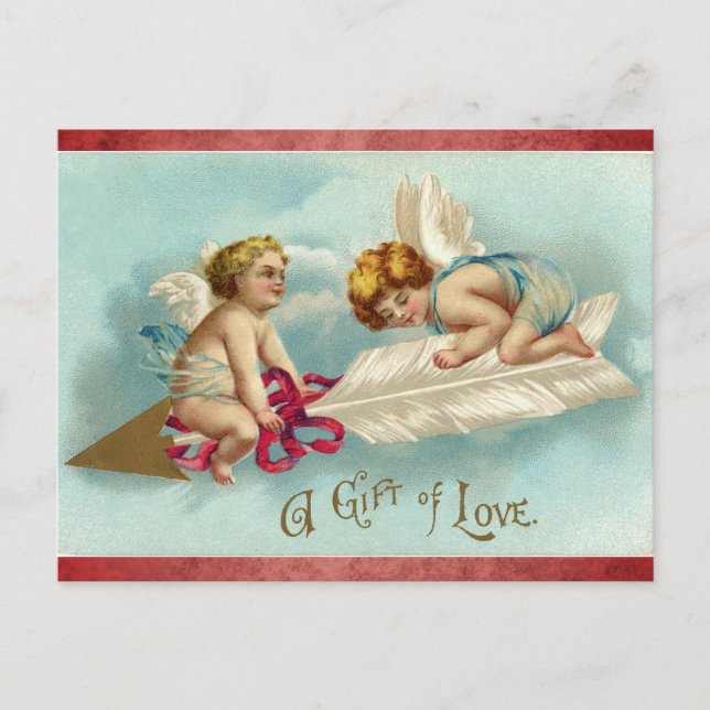 Postal Dulce Ángel Victoriano de Amor Antiguo (Anverso)