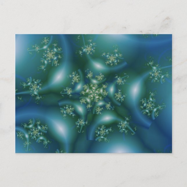 Postal Dulce | Arte fractal azul y verde (Anverso)