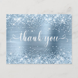 Postal Dulce azul claro Purpurinoso 16 Corazones Gracias