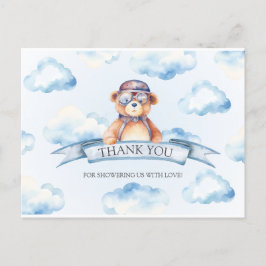 Postal Dulce Baby Shower del Oso Vintage de la Nube Azul