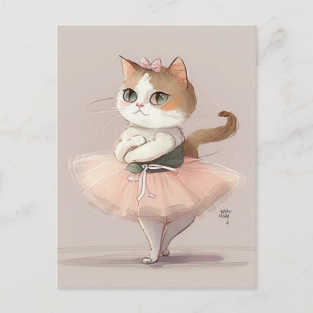 Postal Dulce ballerina kitty (Anverso)