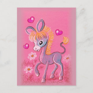 Postal Dulce Bebé De Burro Con Corazón