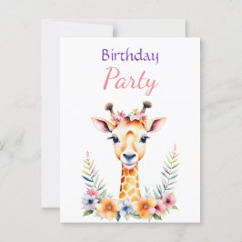 Postal Dulce bebé Giraffe Fiesta de cumpleaños de Chica F