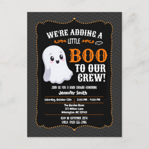 Postal Dulce Boo Baby Shower Fantasma y Murciélagos Lindo