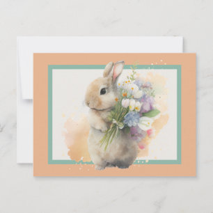 Postal Dulce Bunny & Wildflowers IV Postcard