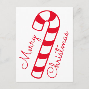 Postal Dulce de Caña de Navidad Rojo y Blanco Rayado