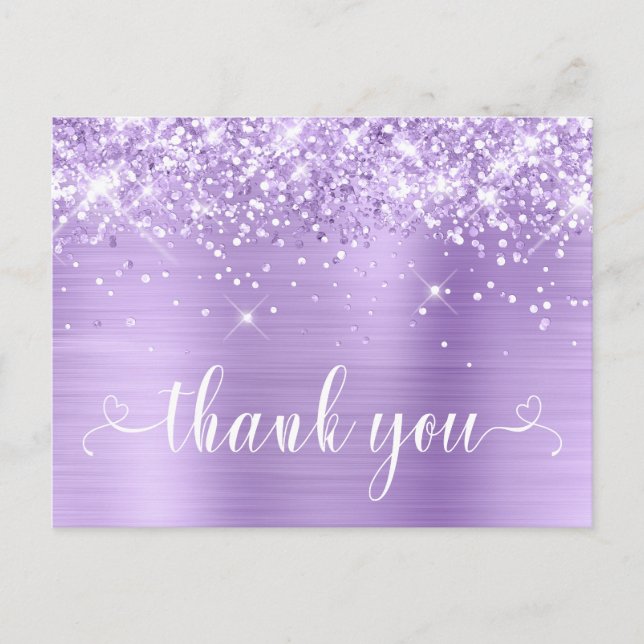 Postal Dulce de Lavanda Purpurinoso 16 Corazones Gracias (Anverso)