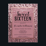 Postal Dulce de oro Rosa/Purpurina Dulce 16 Fiesta de cum<br><div class="desc">La postal de la Rosa Gold Sequin/Purpurina Sweet 16 Birthday Party Invitation incluye muchas secuencias nítidas moradas. Personalice fácilmente su invitación con nuestra herramienta de diseño fácil de usar. Las fuentes y los colores de las fuentes se pueden cambiar utilizando la opción "personalizar más adelante" de la herramienta de diseño....</div>