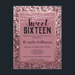 Postal Dulce de oro Rosa/Purpurina Dulce 16 Fiesta de cum<br><div class="desc">La postal de la Rosa Gold Sequin/Purpurina Sweet 16 Birthday Party Invitation incluye muchas secuencias nítidas moradas. Personalice fácilmente su invitación con nuestra herramienta de diseño fácil de usar. Las fuentes y los colores de las fuentes se pueden cambiar utilizando la opción "personalizar más adelante" de la herramienta de diseño....</div>