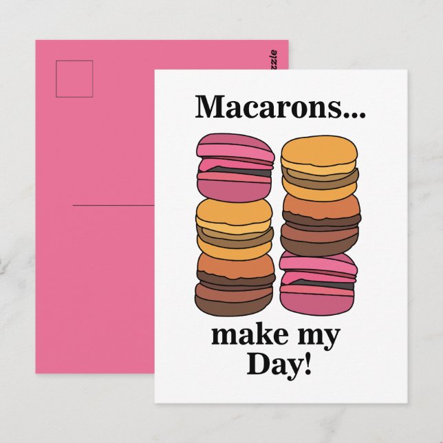 Postal Dulce de Pastelería Macarón (Anverso / Reverso)