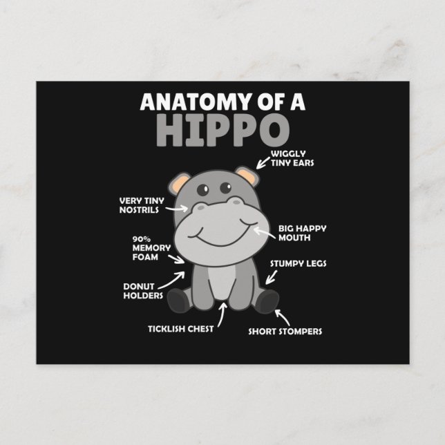 Postal Dulce Declaración de Hippo Anatomía de un hipopóta (Anverso)