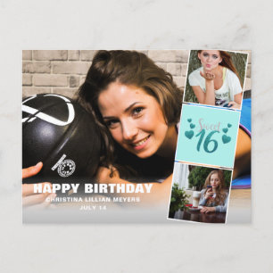 Postal Dulce Dieciséis Collages de fotos Purpurina Turque