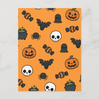 Postal Dulce Dulce Patrón de Halloween Calabaza Naranja E
