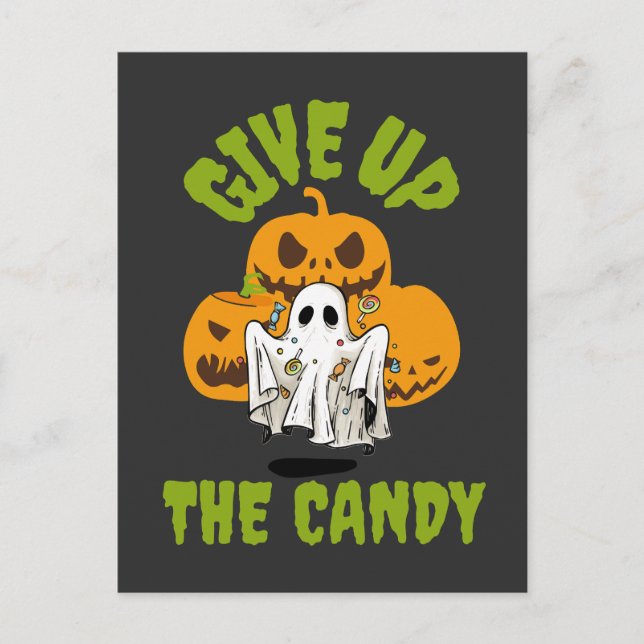 Postal Dulce Fantasma Abandona Los Dulces De Halloween (Anverso)