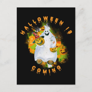 Postal Dulce Fantasma Calabaza Halloween Se Acerca