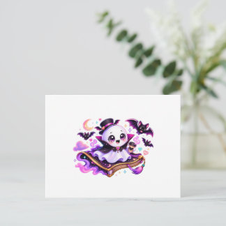 Postal Dulce Fantasma de Halloween Leyendo
