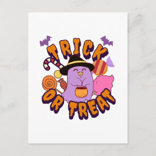 Postal Dulce fantasma de Halloween truco o trato