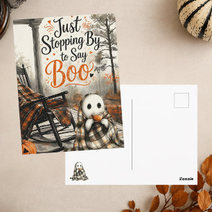Postal Dulce Fantasma Dice Boo Acogedor Feliz Halloween