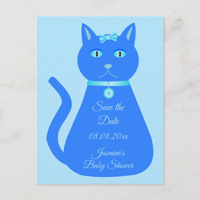Postal Dulce gatito azul bebé niño Cumpleaños personaliza (Anverso)